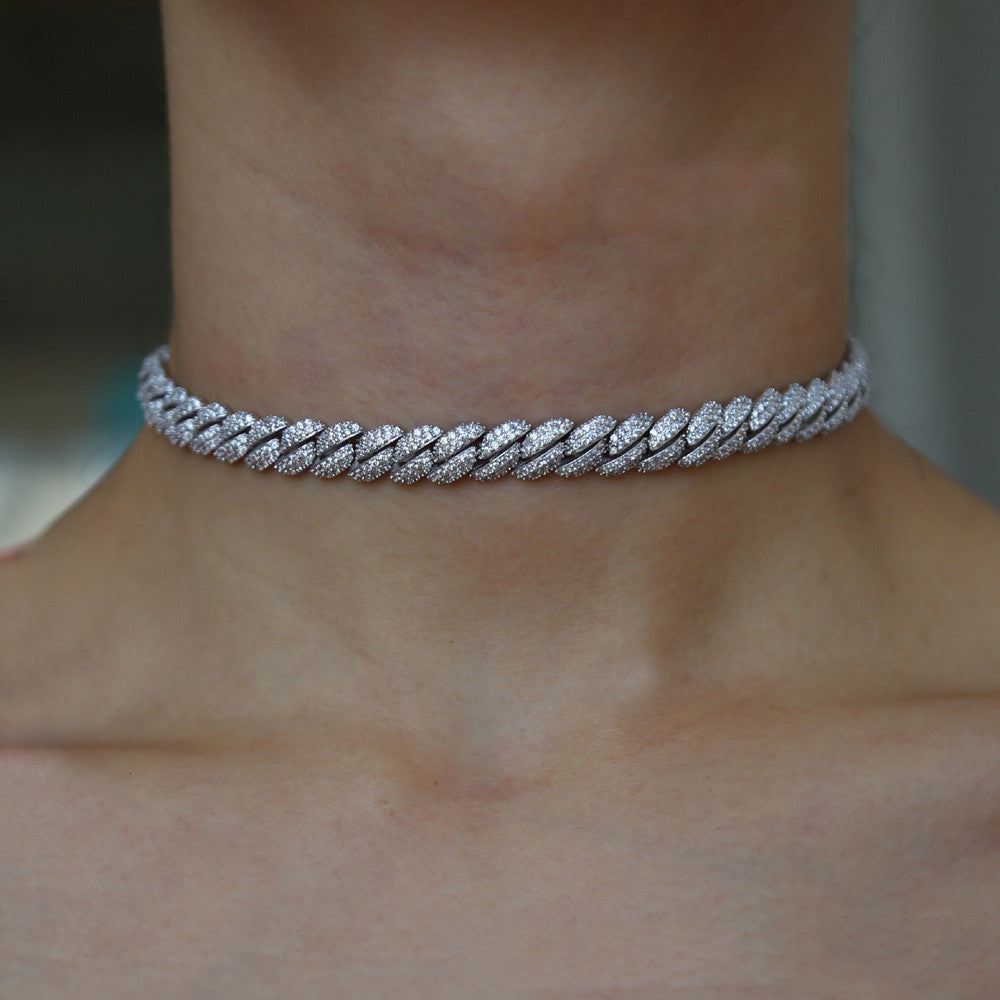 Diamond Ladies Cuban Choker 8mm