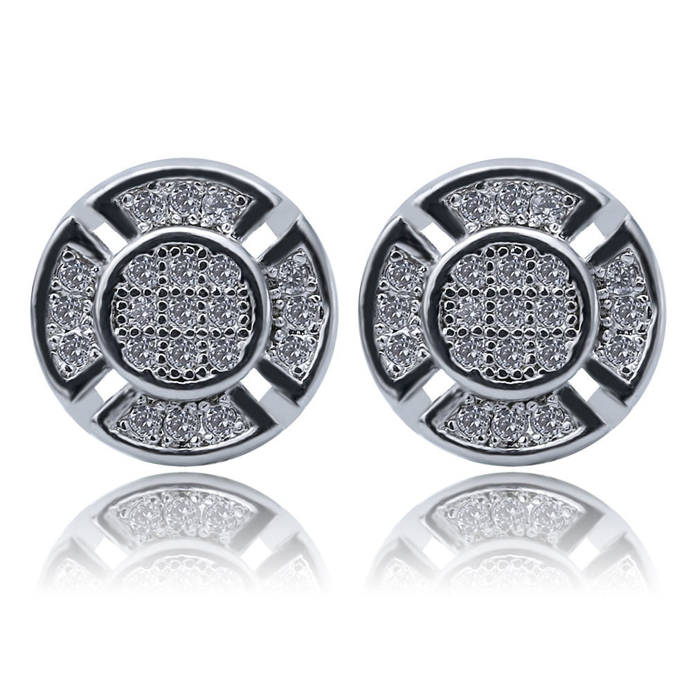 Men's Round Hip Hop Diamond Stud Earrings