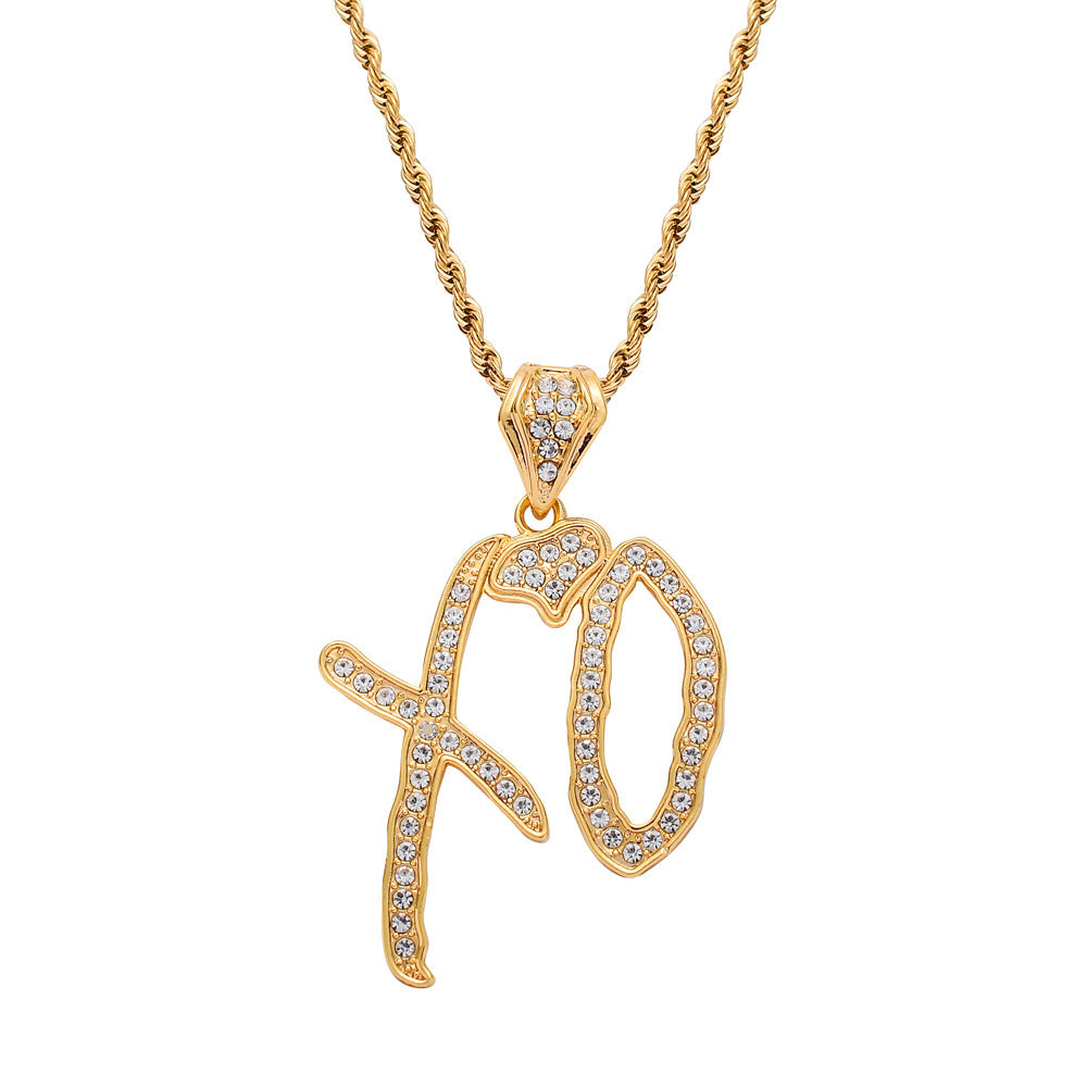 Iced Out XO Pendant Gold