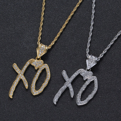 Iced Out XO Pendant Gold