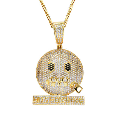 Zip Mouth Diamond Pendant Gold