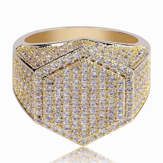 Hexagon CZ Diamond Ring Gold