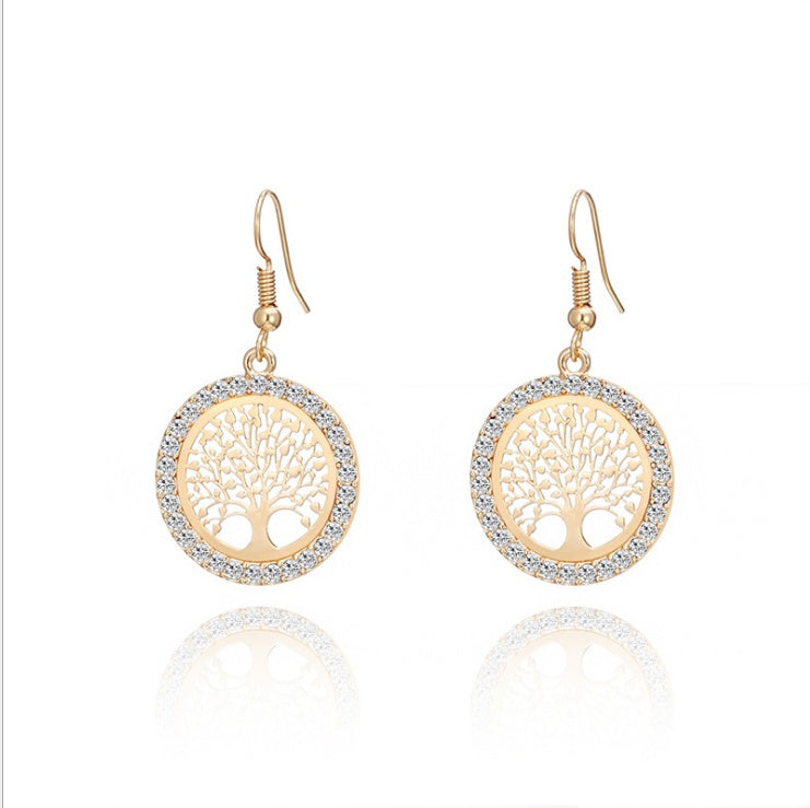 Life Tree Diamond Earrings gold