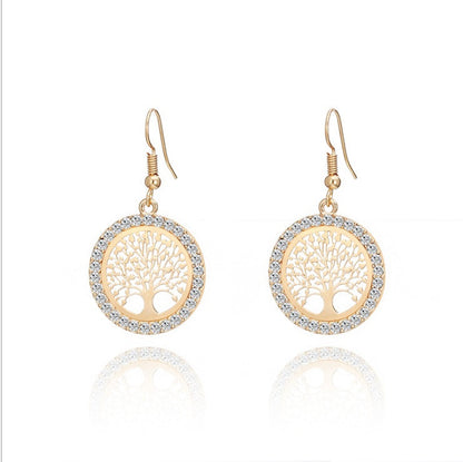 Life Tree Diamond Earrings gold