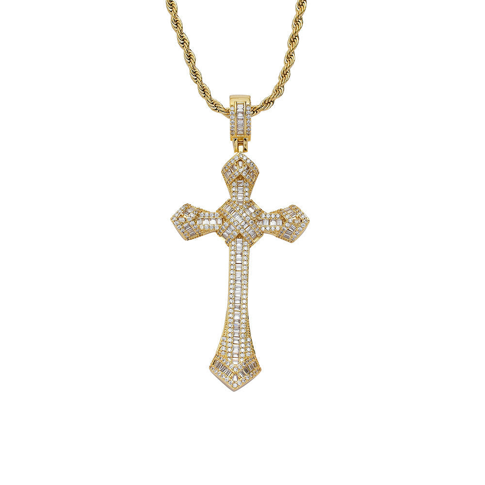 Thelo Jewels Baguette Latin Cross Pendant gold