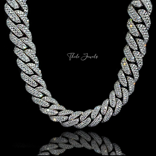 Thelo Jewels Classic Cuban Link Chain 10mm white gold