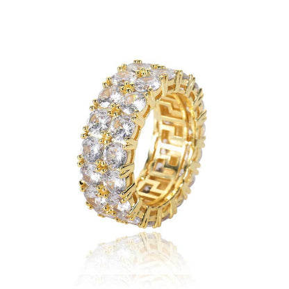 Double Row Full Diamond Ring Gold