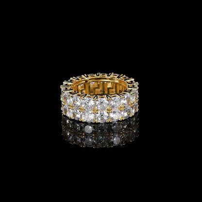 Double Row Full Diamond Ring Gold